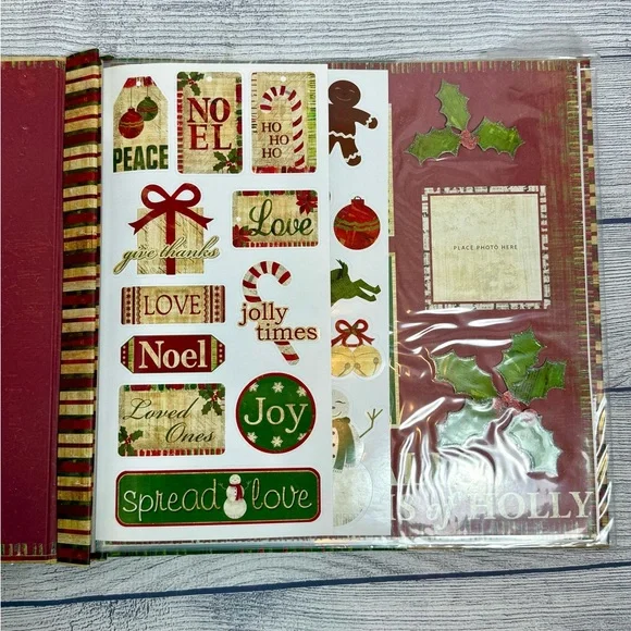Christmas Scrapbook Album “Deck the Halls" Holiday Memory Book Merry Memories - Picture 4 of 13